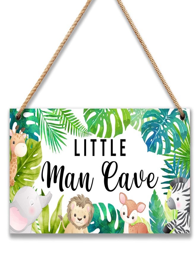 patcate Woodland Nursery Room Decor for Baby Bedroom - Jungle Safari Animal Theme Little Man Cave Sign Wall Decor for Toddler Boy- 6"x12" -A09 - Image 1